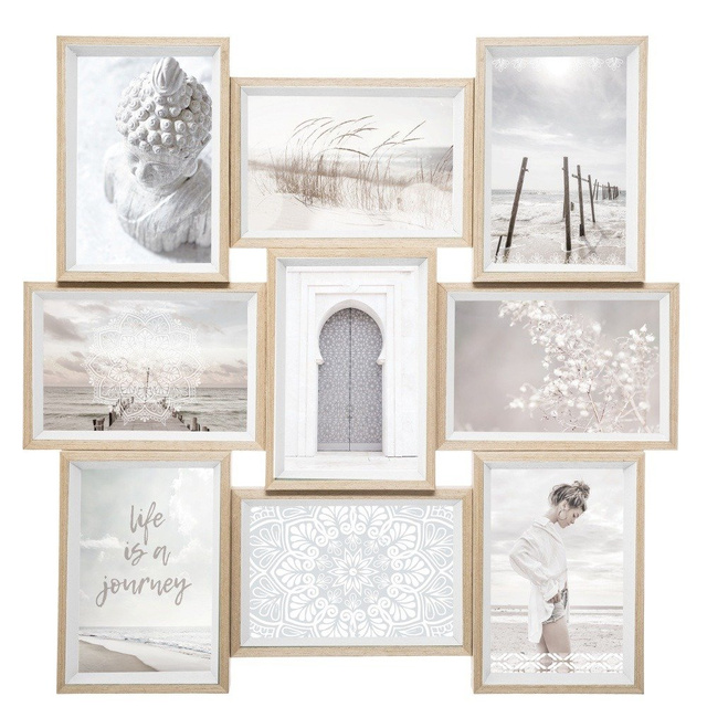 Rama foto Moly, pentru 9 fotografii, alb