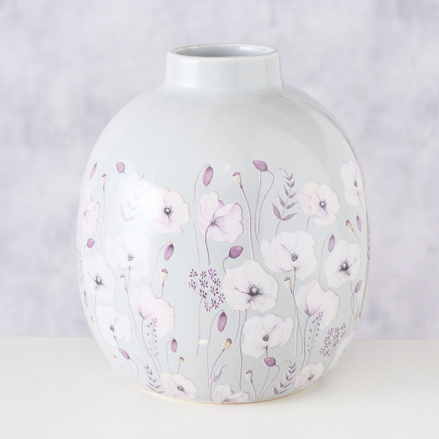 Vaza ceramica cu flori pictate, SARAH, 17 cm