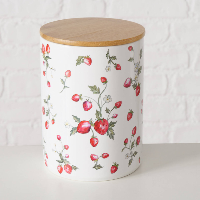 Recipient de bucatarie ceramic cu model capsuni Emily