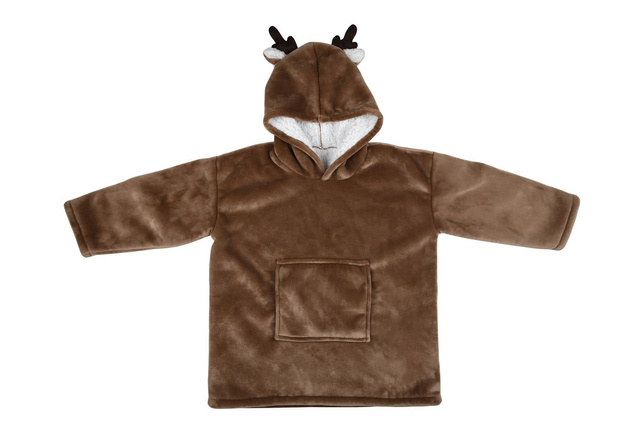 Poncho pentru copii cu glugă GABIN BRUN, căprioară, 60 x 95 cm