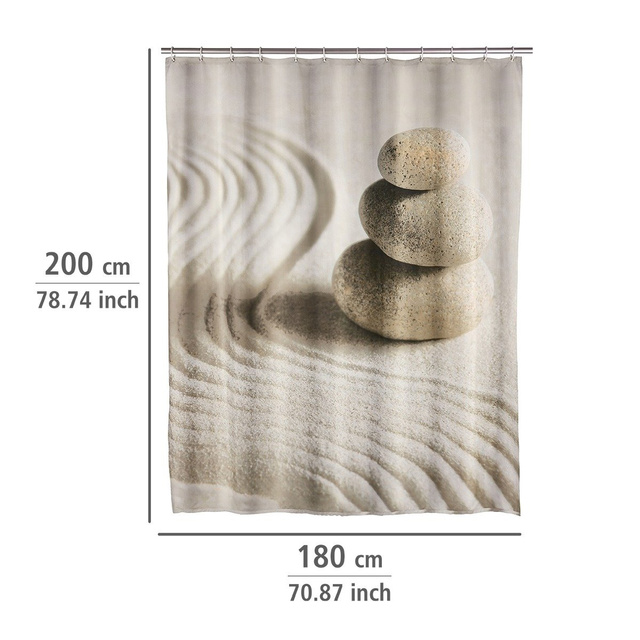 Cortina de duș Sand and Stone, textilă, 180x200 cm, WENKO, sand and stone