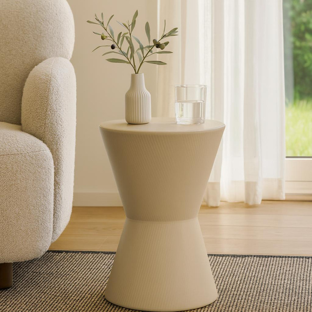 Meseu lateral pentru canapeaua tip totem TOME, Ø 29 x 45 cm, crem.