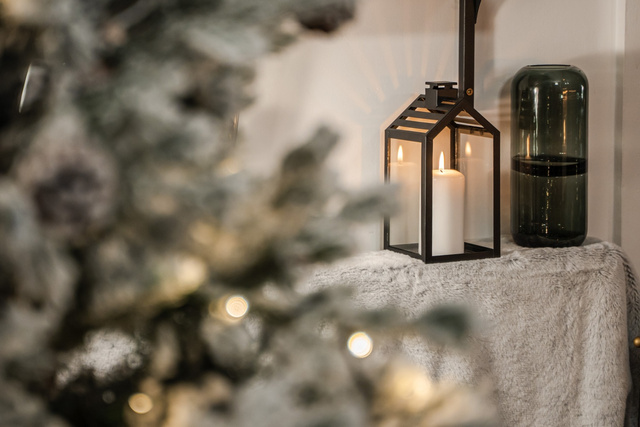 Vaza de sticlă, gri, 25 cm