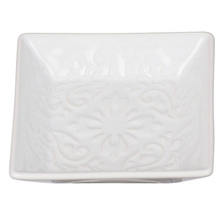 Savoniera cu un ornament elegant, suport ceramic pentru baie - WENKO