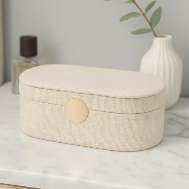 Cutie de bijuterii GLINT cu oglindă, de culoare albă, 25 cm