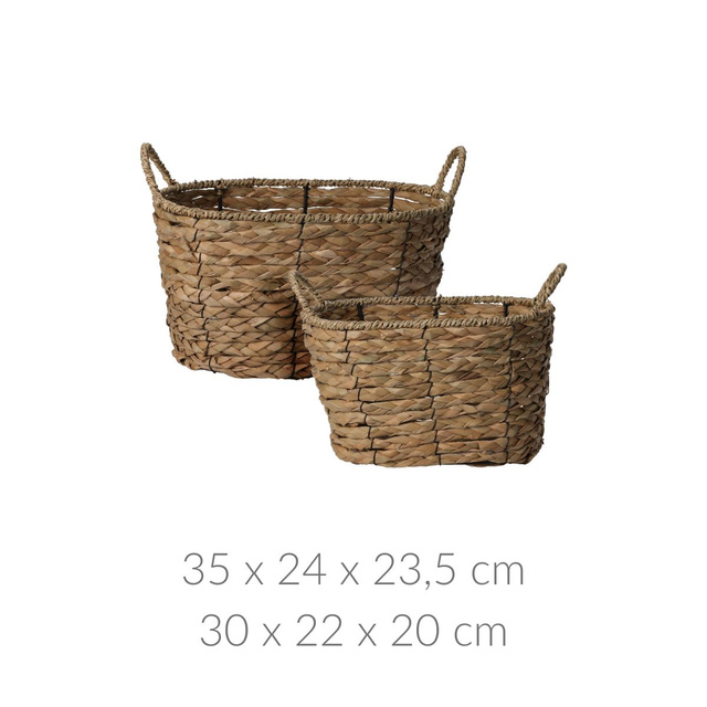 Cosuri de depozitare cu manere, impletitura din iarba de mare, 2 bucati