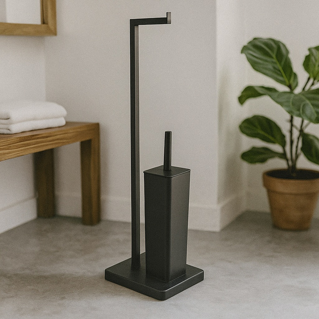 Suport pentru hârtie igienică cu perie de toaletă BALVO