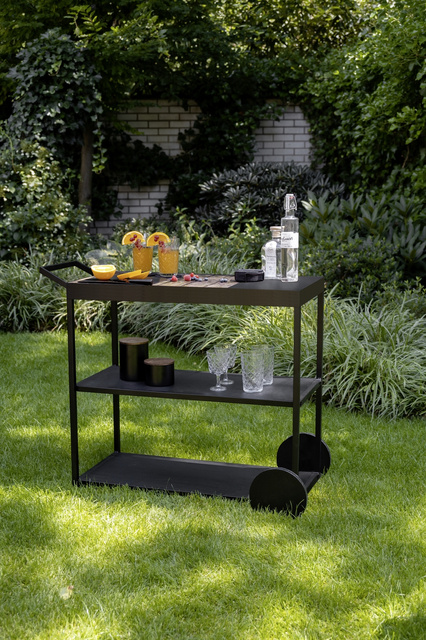 Carucior de servire din metal si lemn de salcam MIRO