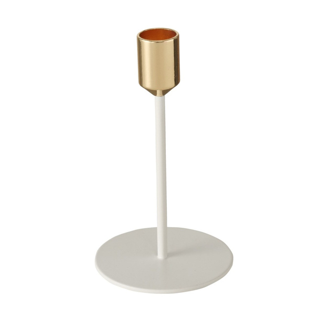 Suporturi de lumanare din metal Marko, alb si auriu, set 3 bucati