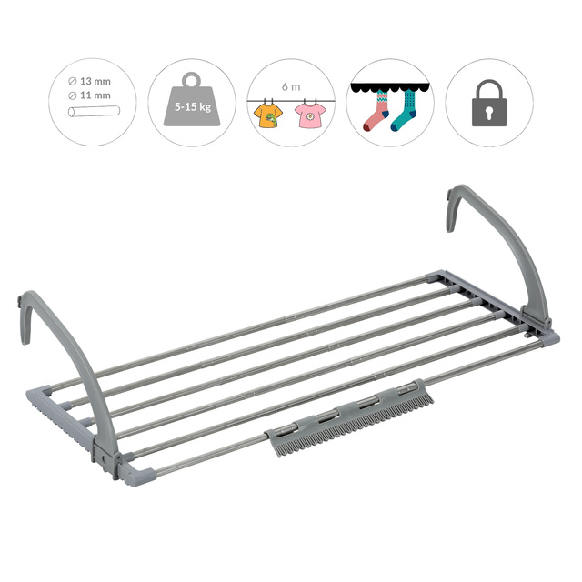 Uscător de rufe pentru calorifer sau balcon, 41–104 cm, HENG