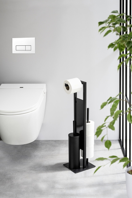 Suport pentru hartie igenica si perie WC RIVALTA, 3in1, WENKO