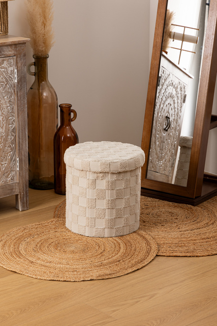 Puf rotund pliabil PASTI, tuftat, Ø 38 cm