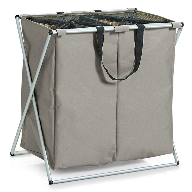 Recipient pentru rufe, 2 compartimente - 128 litri, ZELLER, gri