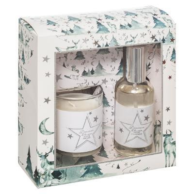 Set parfum, alb, spray si lumânare, 90 g