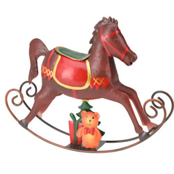 Căluț metalic pe arc, figură de sărbătoare 34 cm