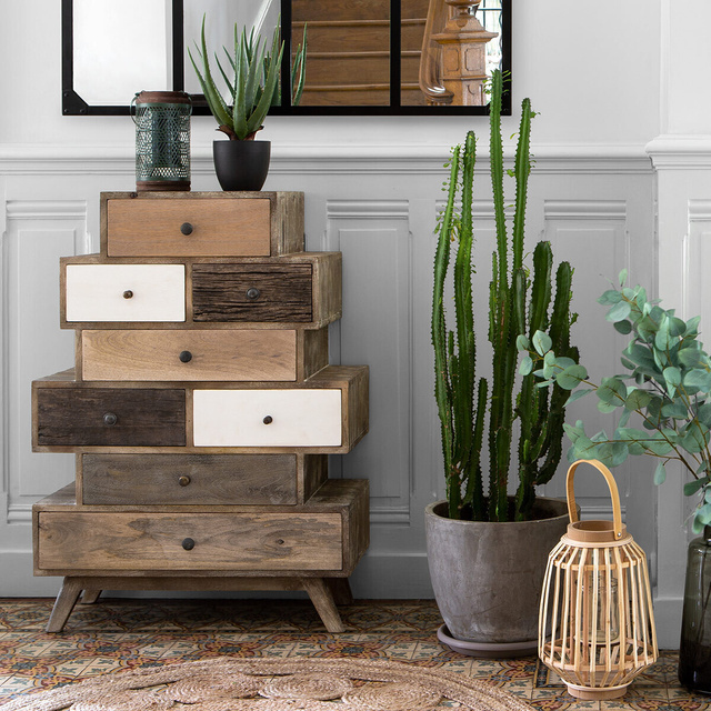 Lampion din ratan natural, inaltime 35 cm