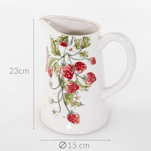 Carafa ceramica Strawberry, model capsuni, 1250 ml