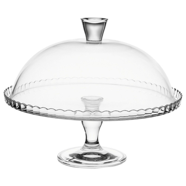 Suport pentru tort din sticla cu capac, 32 cm