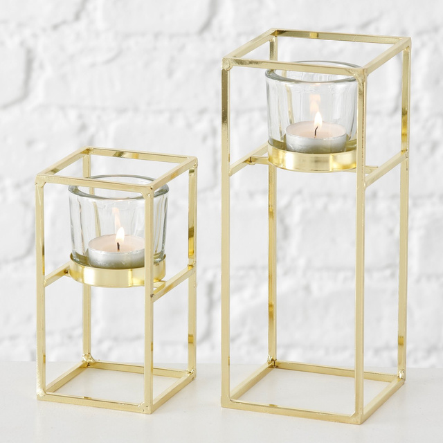 Set 2 suporturi  pentru lumanare,  auriu