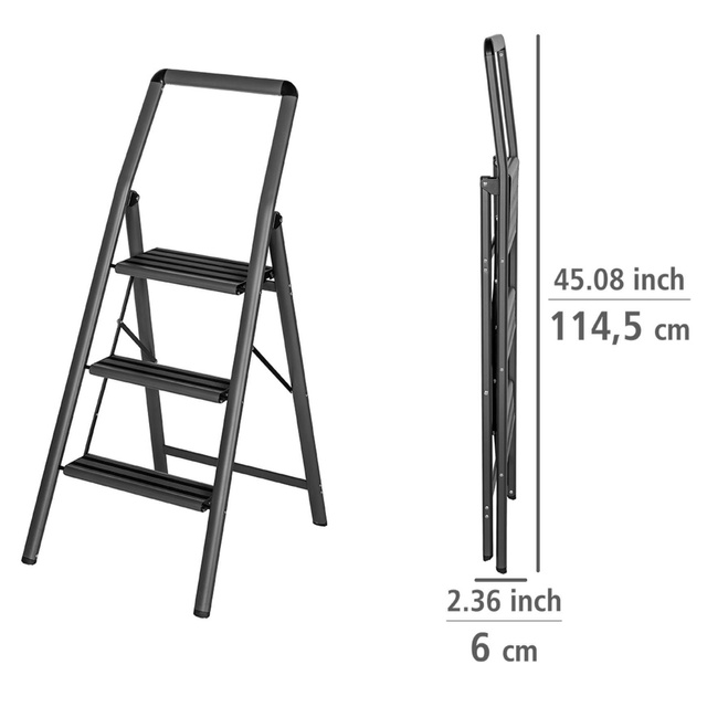 Scara pliabila, 3 trepte, Negru, WENKO