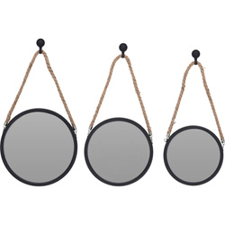 Set oglinzi rotunde in rame negre, cu sfori