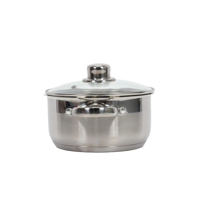 Oală din oțel cu capac din sticlă, 2 l