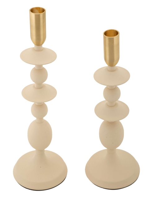 Set de 2 suporturi pentru lumânări GEMINI din metal, înălțimi 29 cm & 33 cm