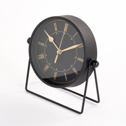 Ceas de masă negru cu ace aurii, 19,5 x 6,5 x 18,5 cm