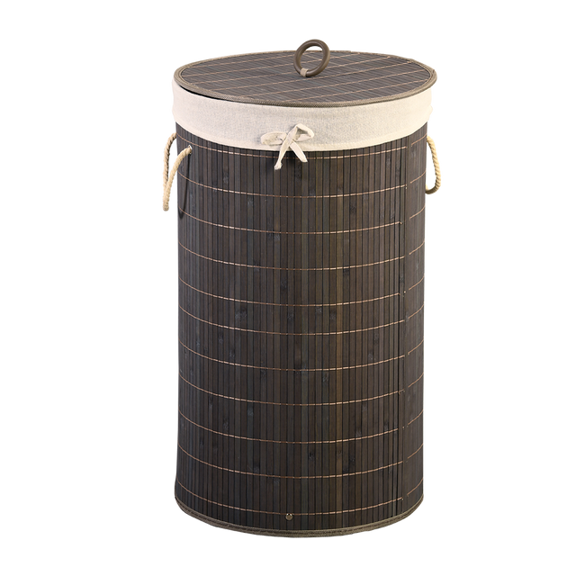 Cos de rufe din bambus cu sac din material textil, 35 x 60 cm