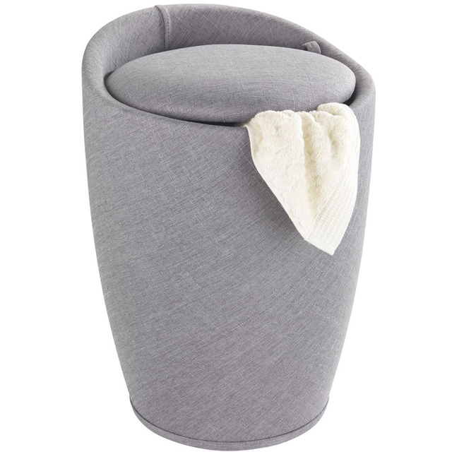 Pufa CANDY GRI DESCHIS - coș de rufe, 2 în 1, WENKO, gri deschis