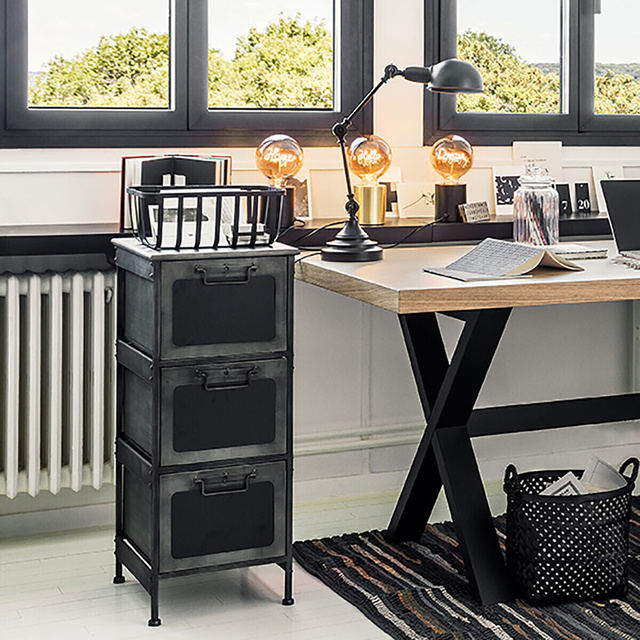 Comodă industrială DISTRICT, metal, 3 niveluri