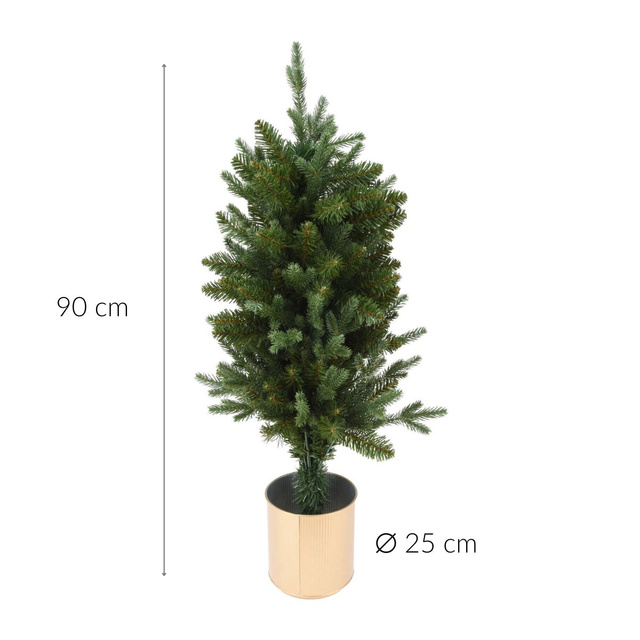 Brad artificial în ghiveci auriu, 90 cm