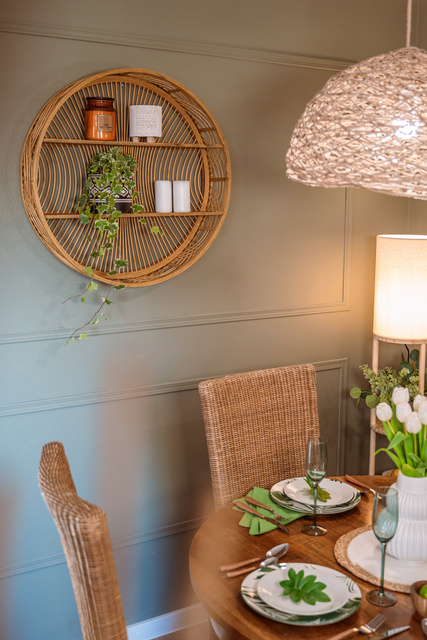 Raft rotund de perete Ina, din lemn de bambus, Ø 70 cm