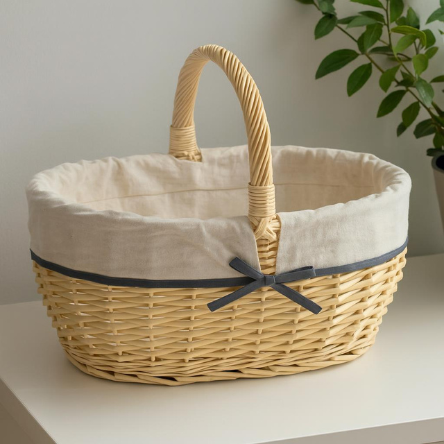 Cos de picnic cu captuseala din material textil, 45 x 34 cm