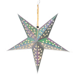 Stea de hârtie LED 43 cm, pe baterii, argintie