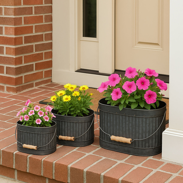 Set cutii de flori metalice, 3 buc in diferite dimensiuni