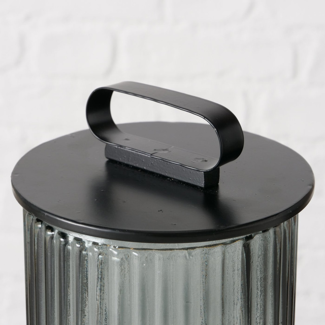 Felinar Spargo, sticla canelata, negru