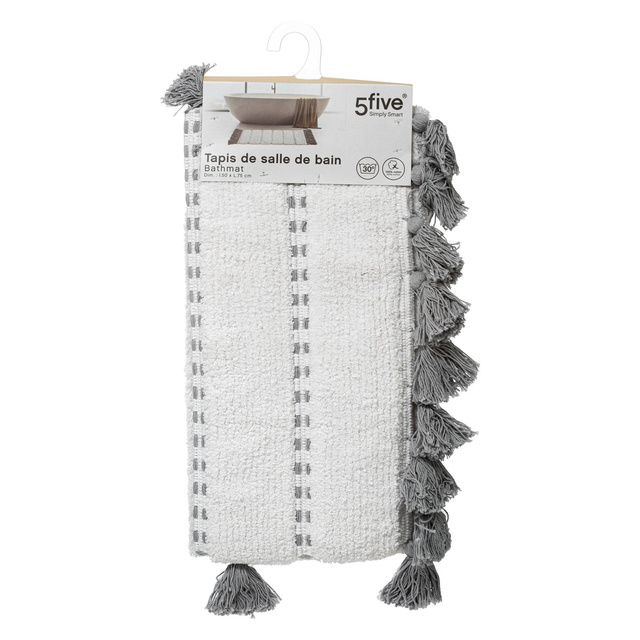 Covor de baie cu franjuri, 50 x 75 cm, gri