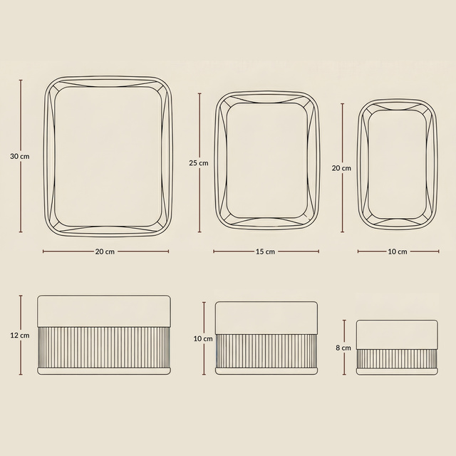 Set de coșuri de bambus pentru depozitare VINNO, negru