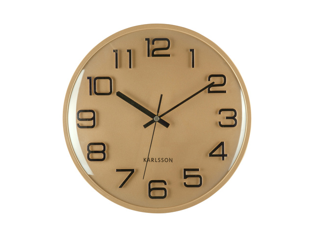 Ceas de perete auriu 3D NUMBERS, Ø 30,5 cm