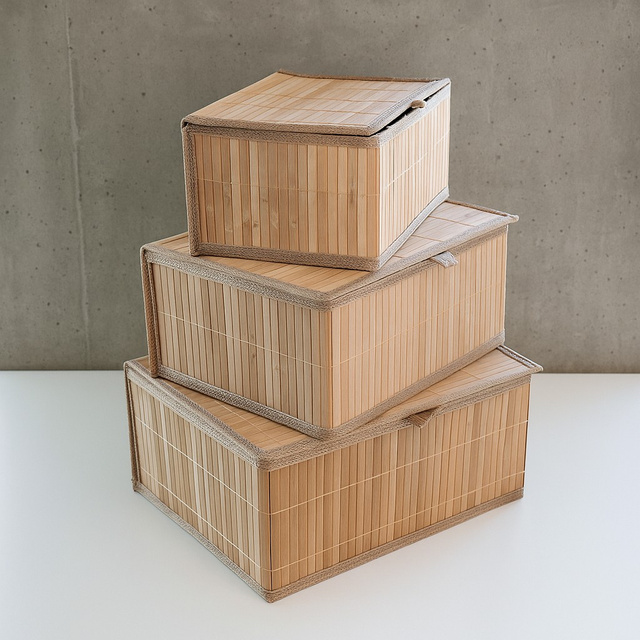 Set de coșuri închise în trei dimensiuni TILVA, maro deschis