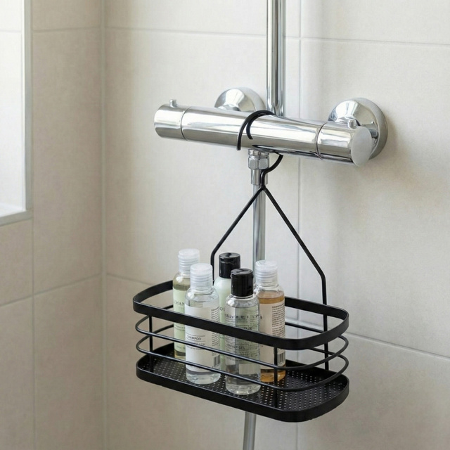 Coș pentru cosmetice sub duș COZY CORE, 22,5 x 12 x 26 cm, negru