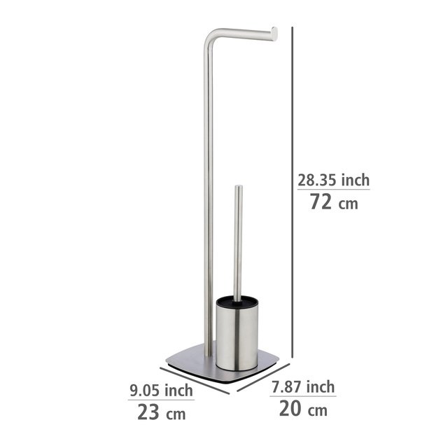 Perie toaleta cu suport hartie igienica, inox mat, IRIA, WENKO