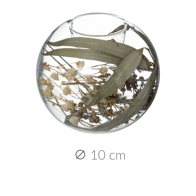 Suport lumanare din sticla cu flori uscate, 2in1