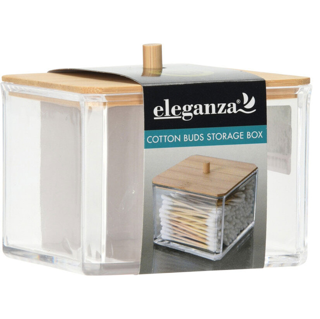 Organizator pentru baie cu capac din bambus, patrat