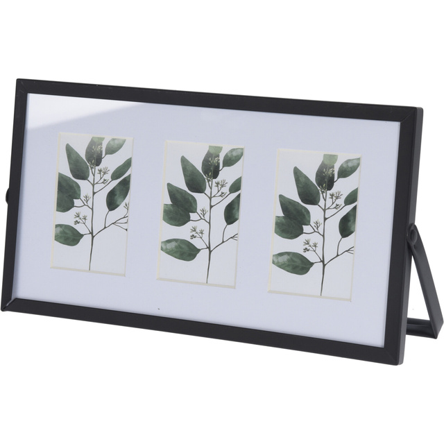 Rama metalică pentru trei fotografii, passe-partout, 22 x 12 x 1 cm