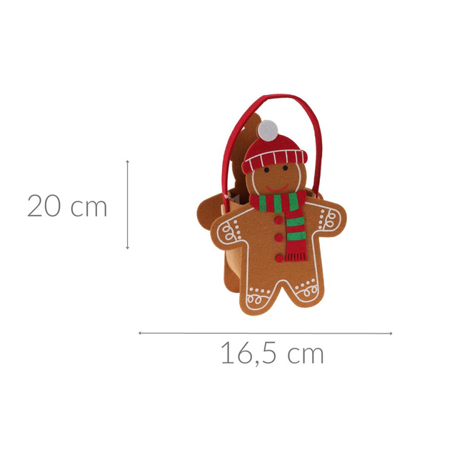 Geanta din fetru cu motiv de Craciun, 16,5 x 20 cm