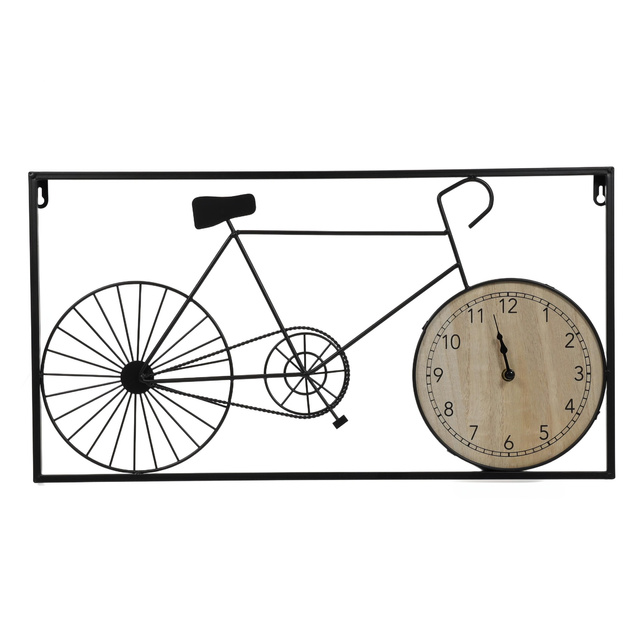Decorațiune de perete metalică bicicletă retro și ceas, 60 x 32 x 5 cm