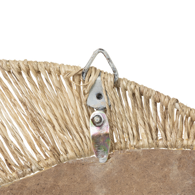 Oglinda rotunda MOON cu aplicatie din iuta, 50 cm