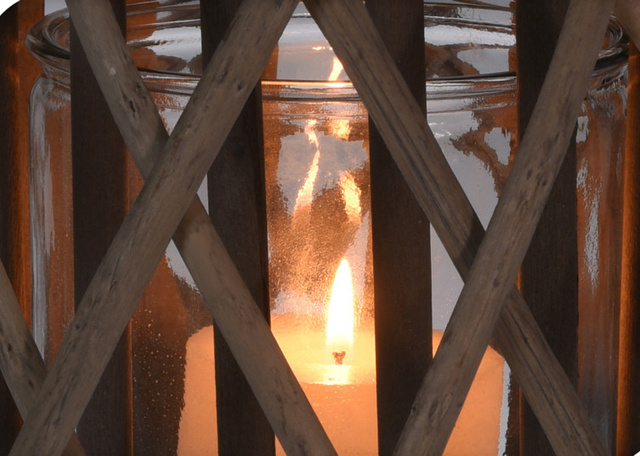 Felinar din răchită, Ø 27,5 x 41 cm, gri